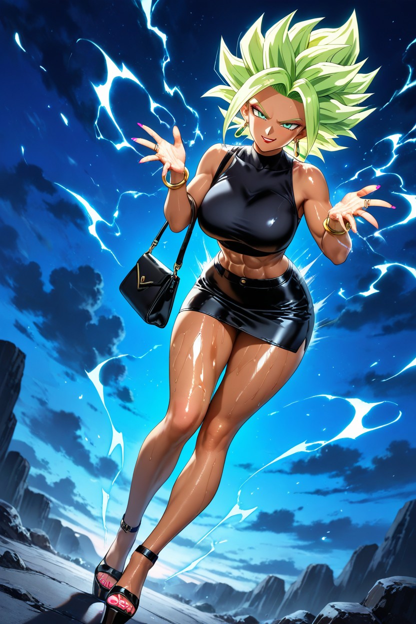 Detailed Thighs, Low Purple Top, Night Hentai IA