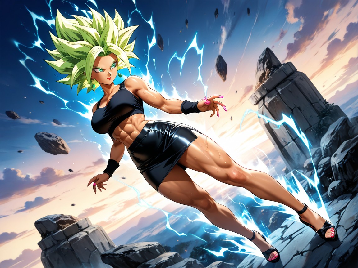 Floating In The Air, High Angle, Blonde Hair Hentai AI Porn