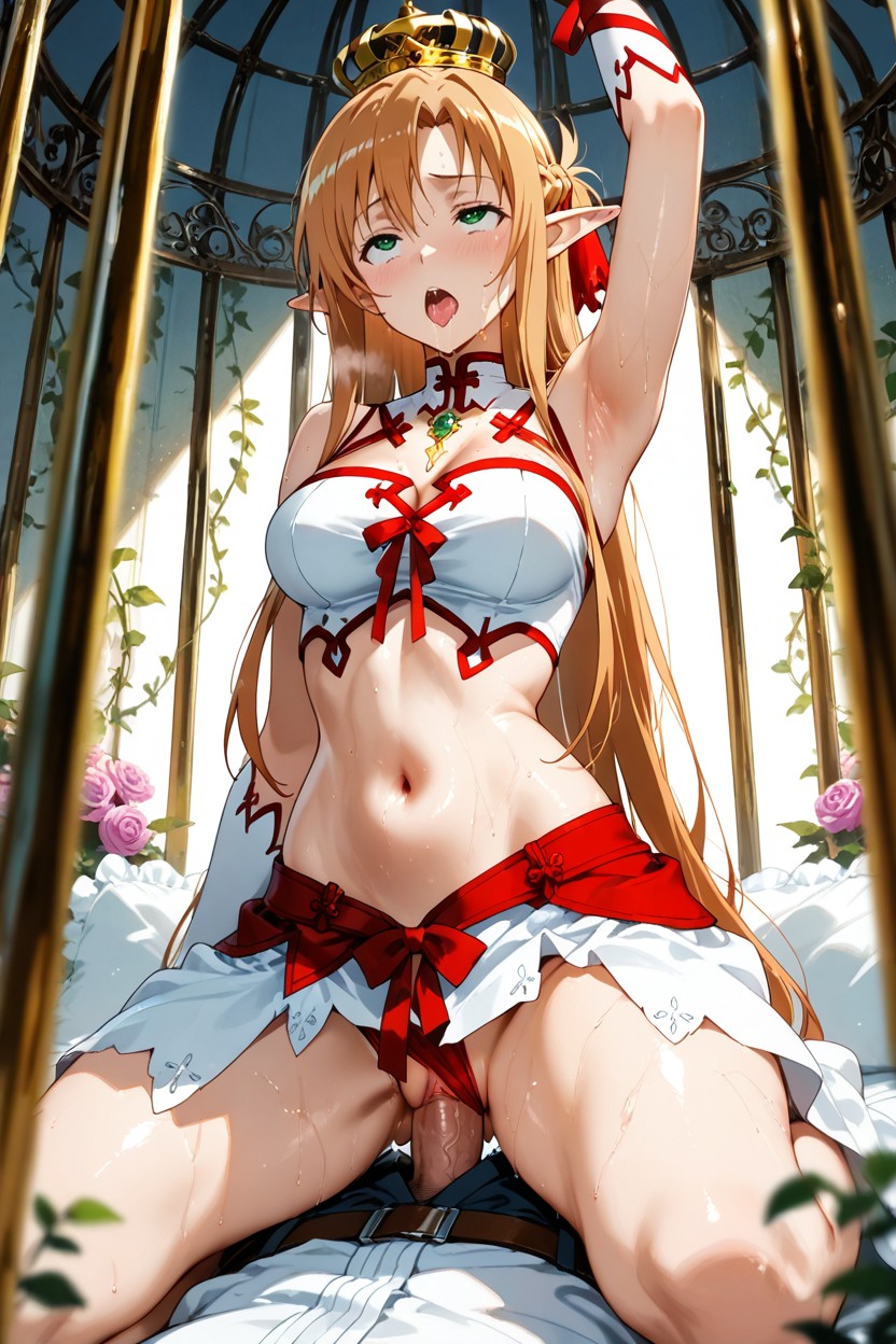 Highly Detailed, Detailed Face, White Pulled Down To Her Thighs Hentai IA