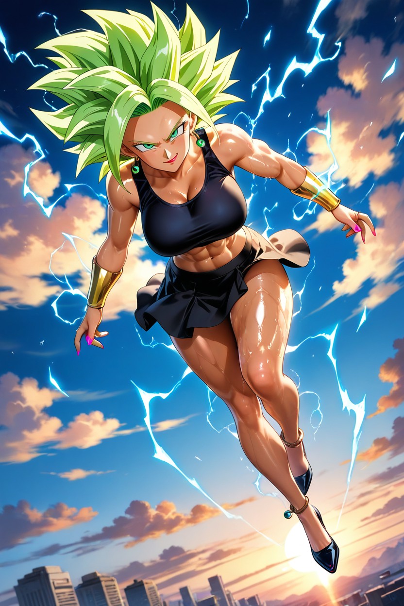 Tanned, Cuerpo Completo, Flying Through The Air Hentai IA
