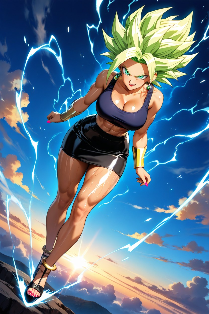 Black Leather Skirt, Ángulo Bajo, Perfect Tits Hentai IA
