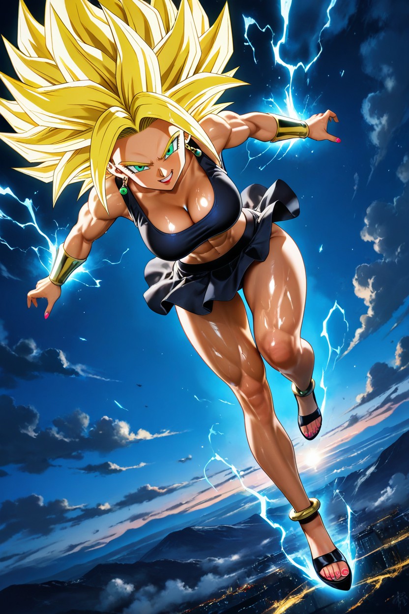 Black Leather Skirt, Wide Angle, Dutch Angle Hentai IA