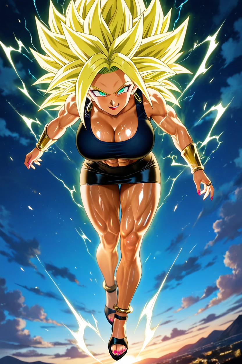 Extremely Beautiful Woman, Flaring Aura Effects, Dutch Angle Hentai IA