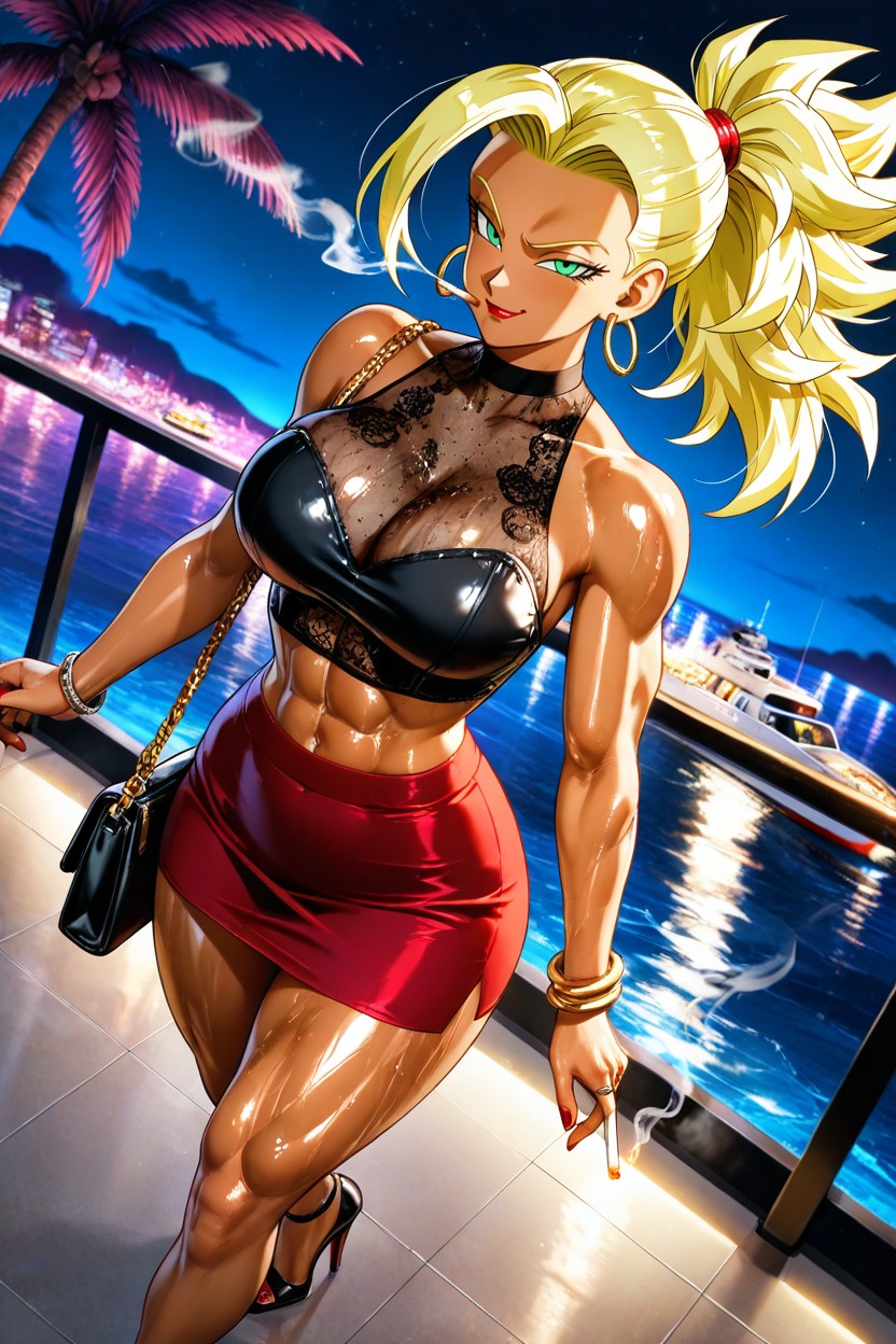 Green Eyes, Super Saiyan Kale From Dragonball Super, Blonde Hair Hentai AI Porn