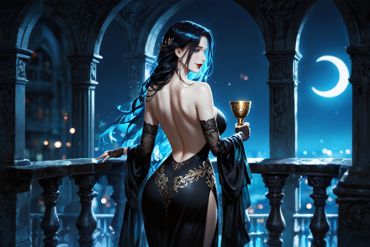 Night, Volumetric Lighting, Elegant Dark Fantasy Mood Hentai AI Porn