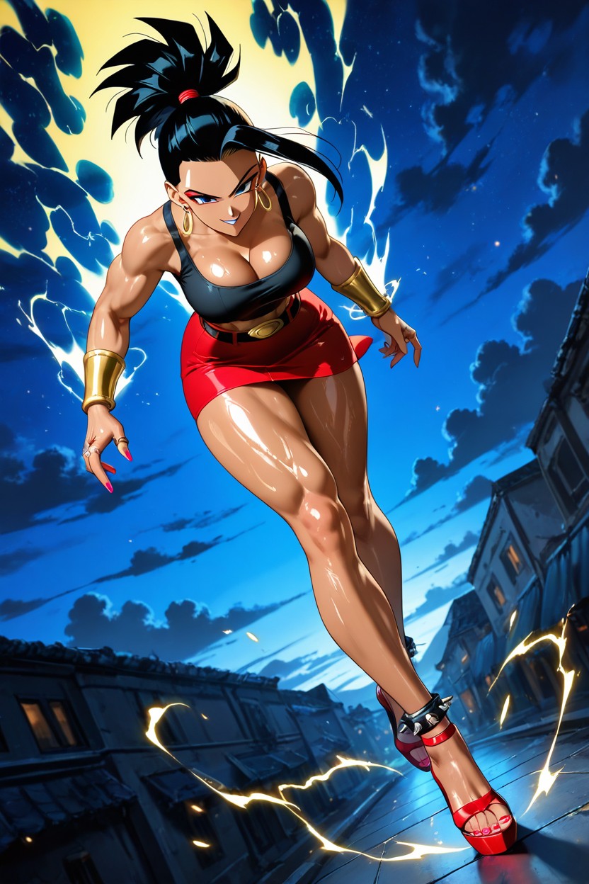 Wide Angle, Flying In Forward Motion, Detailed Thighs Hentai AI Porn