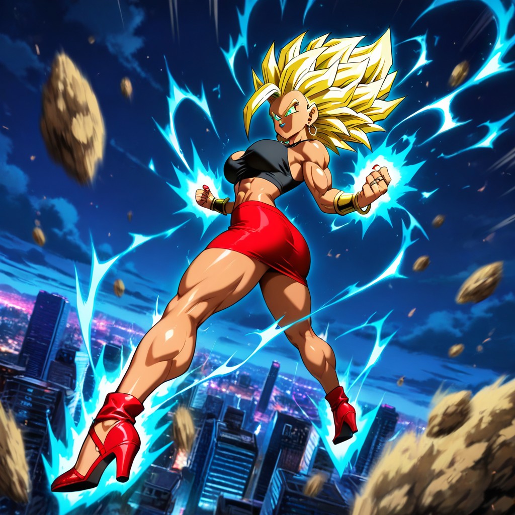 Speed Effects, Super Saiyan Hair, Tanned Skin Hentai AI Porn