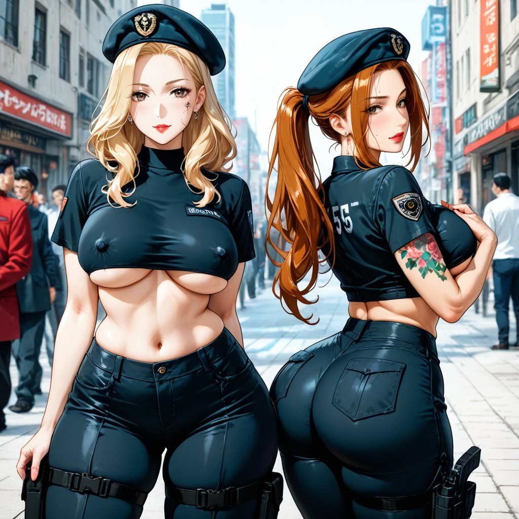 Snatched Waist, Black Tactical Pants, Wide Hips Hentai AI Porn