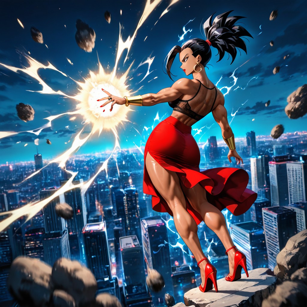 Sleek Ponytail, Night, Detailed Thighs Hentai AI Porn
