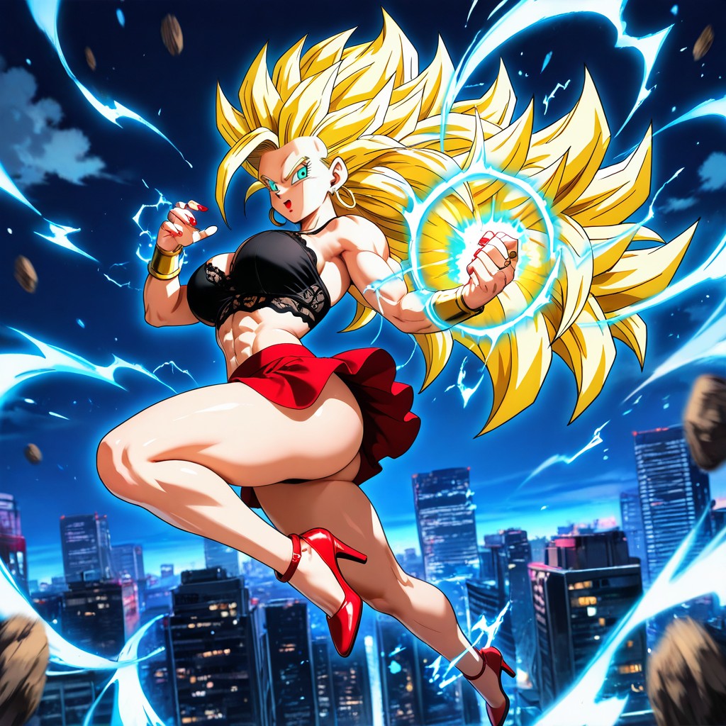 Wide Angle, Detailed Face, Super Saiyan Hair Hentai AI Porn