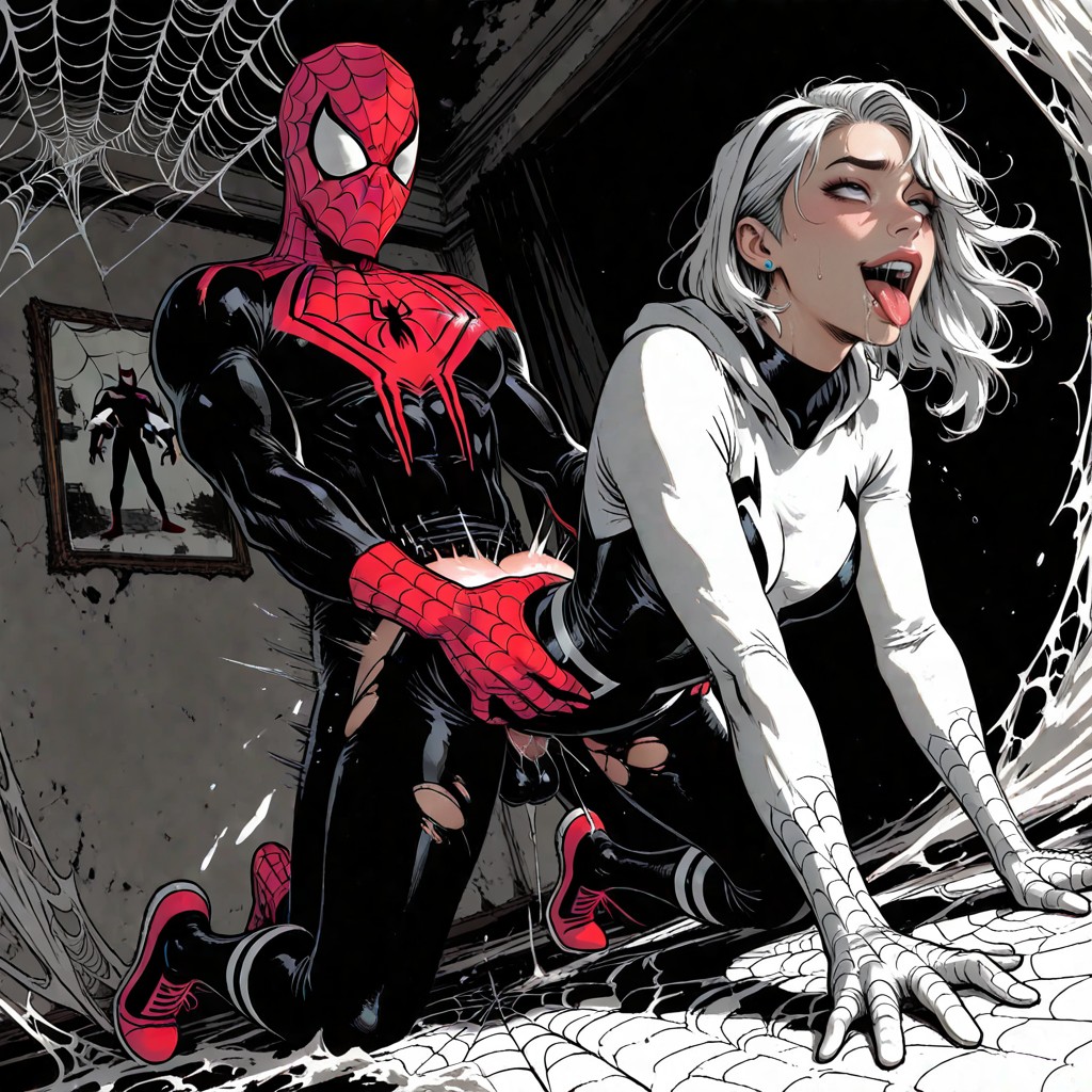 Saliva Drooling On The Floor, Gwen Stacy, Dark Atmosphere Hentai AI Porn