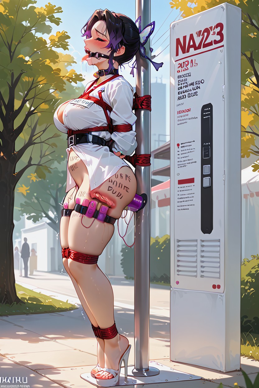 Standing Straight, Pole, Alone Bondage Hentai AI Porn