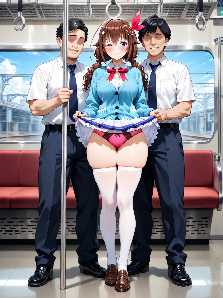 Faceless Business Suit Male Sandwich, Ultra-fresh Skin, Wearing Pink Lace-trimmed Panties Hentai IA