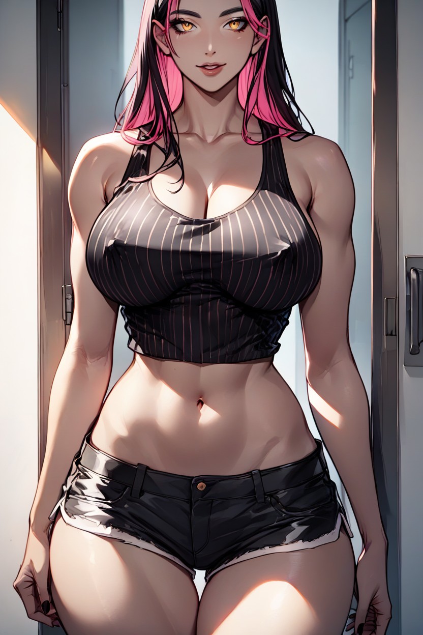 Ultra-detailed Anime Illustration, Clean Indoor Doorway Background, Polished Cel Shading Hentai AI Porn