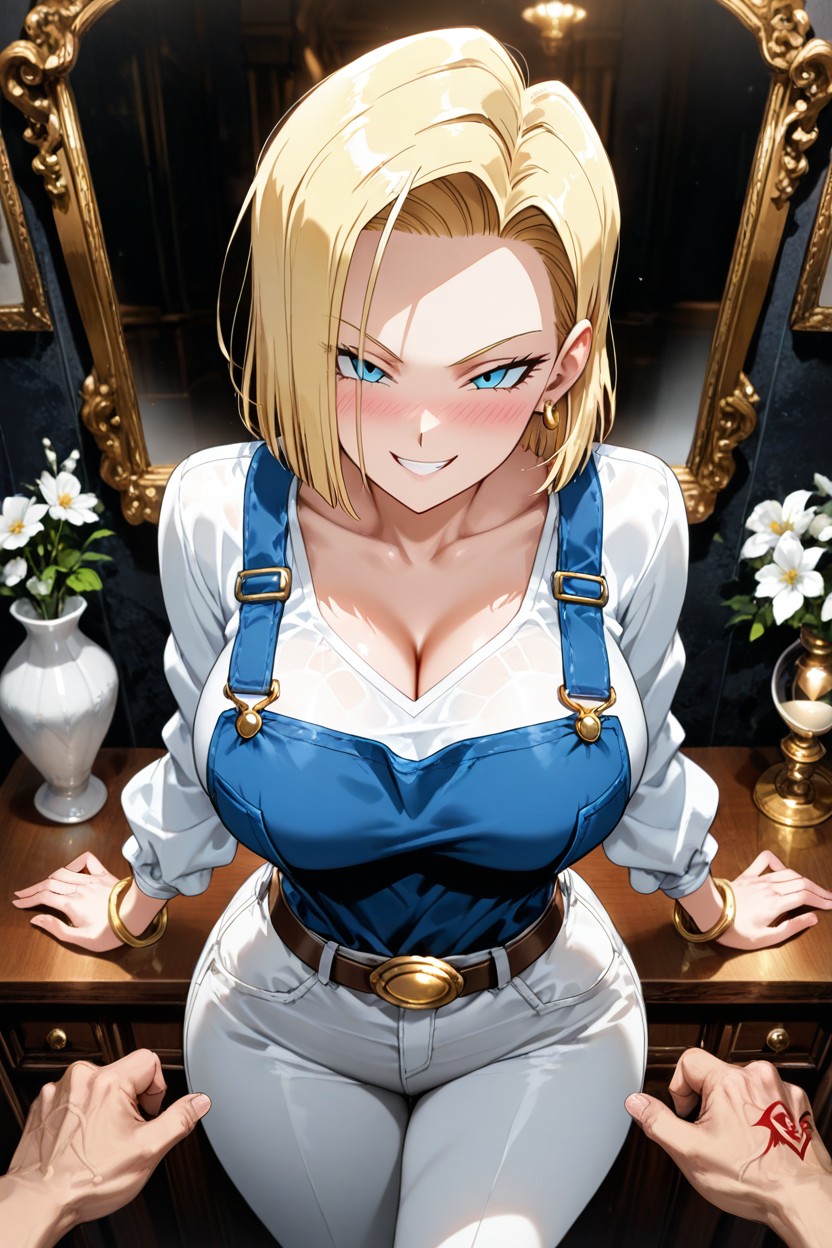 Adorned With A Leather Belt With A Gold Buckle, Rounded Hips, Evil Grin Hentai AI Porn
