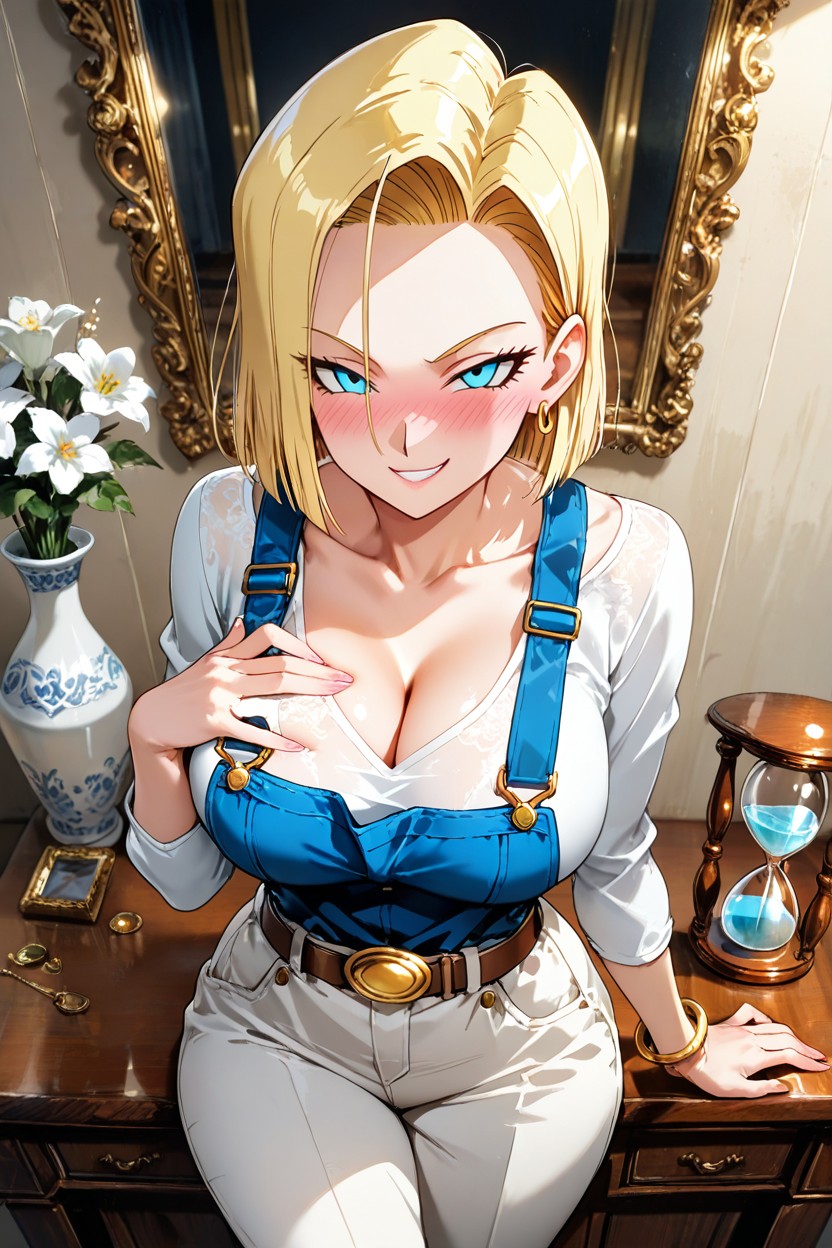 Traviesa, And A White Vase With White Flowers Sits On The Left The Overall Atmosphere Is Elegant And Luxurious, Culo Redondeado Hentai IA