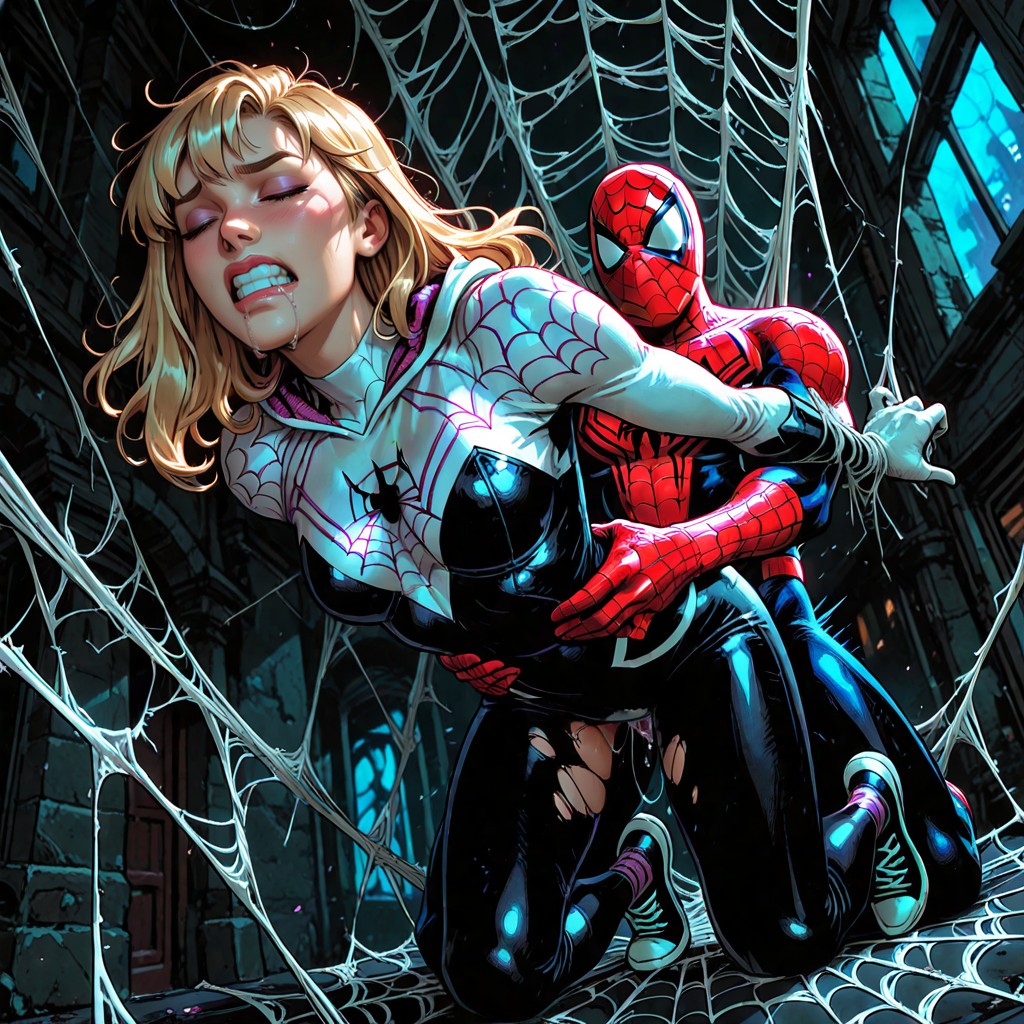 Spider-man Is Lifting Her, Backlit, Anal Penetration Hentai AI Porn