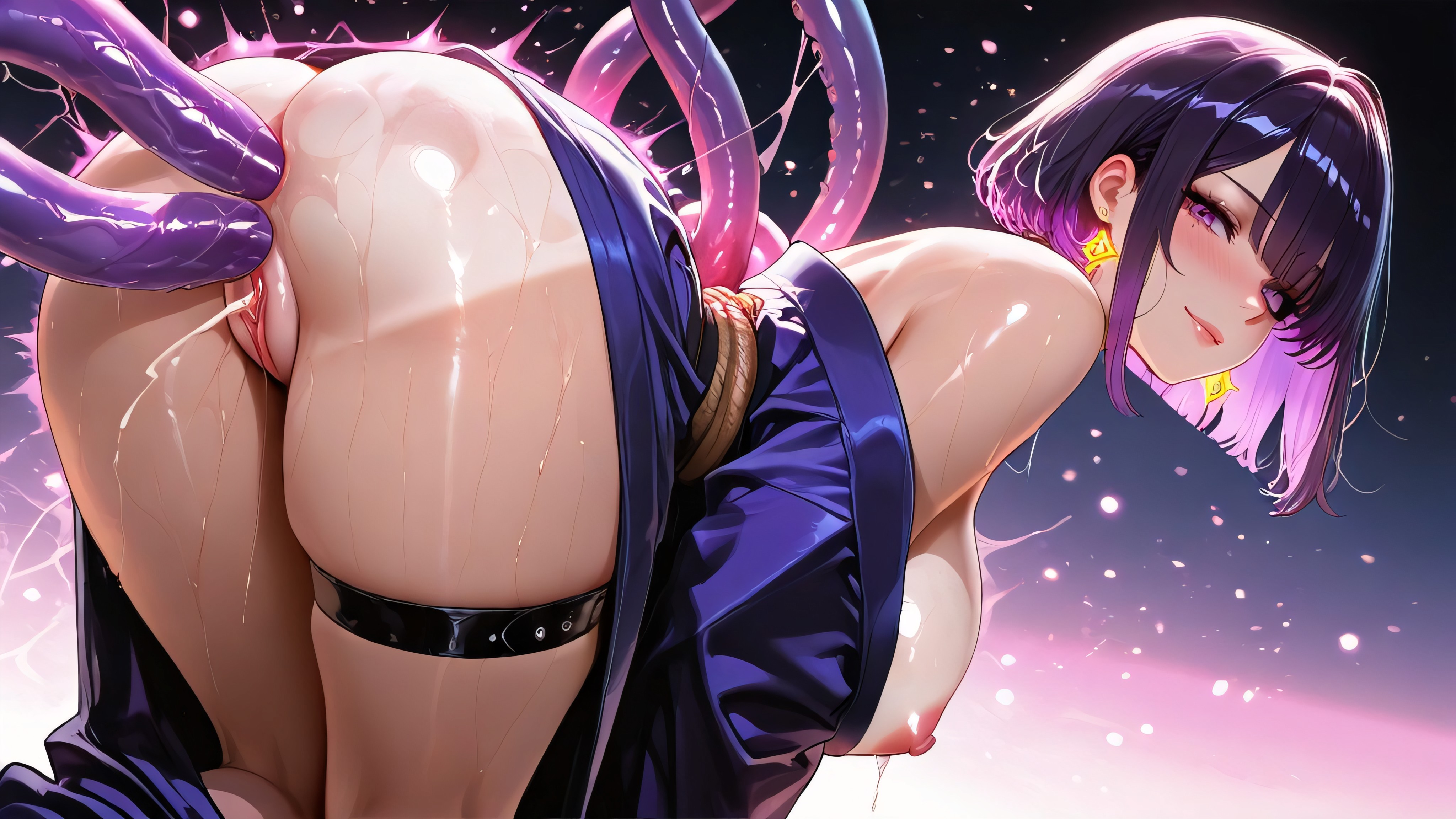 Visible Nipples, Glowing Magenta Aura, Glitter Hentai AI Porn