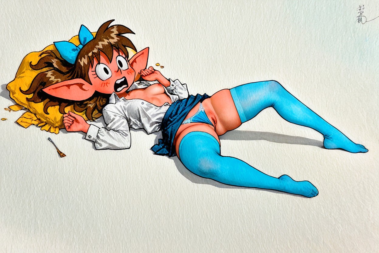 Lying Down, Panties Aside, Huge Round Toon Eyes Hentai IA