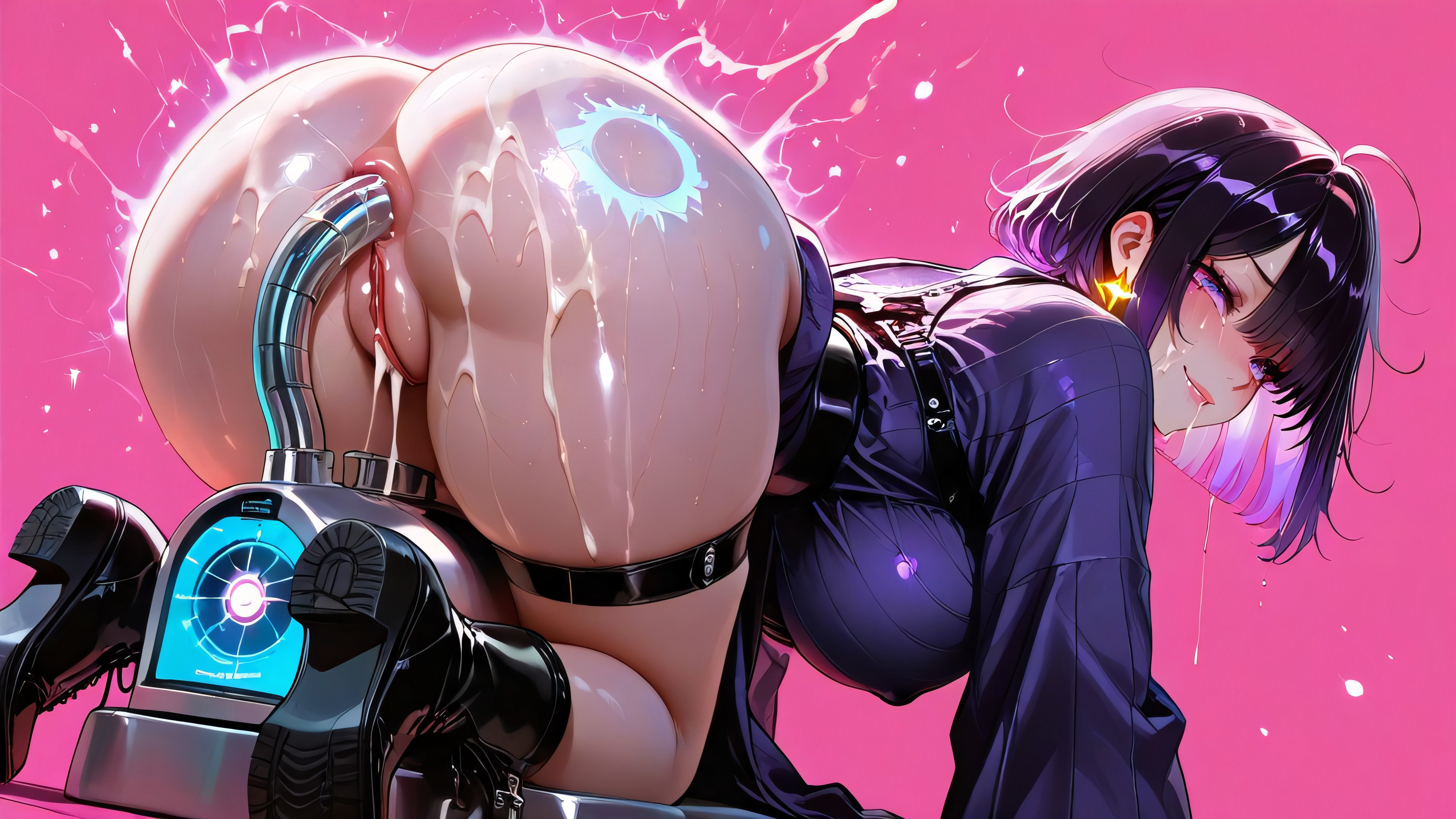 Embarrassed , Bob Haircut, Large Perfect Round Breasts Hentai AI Porn