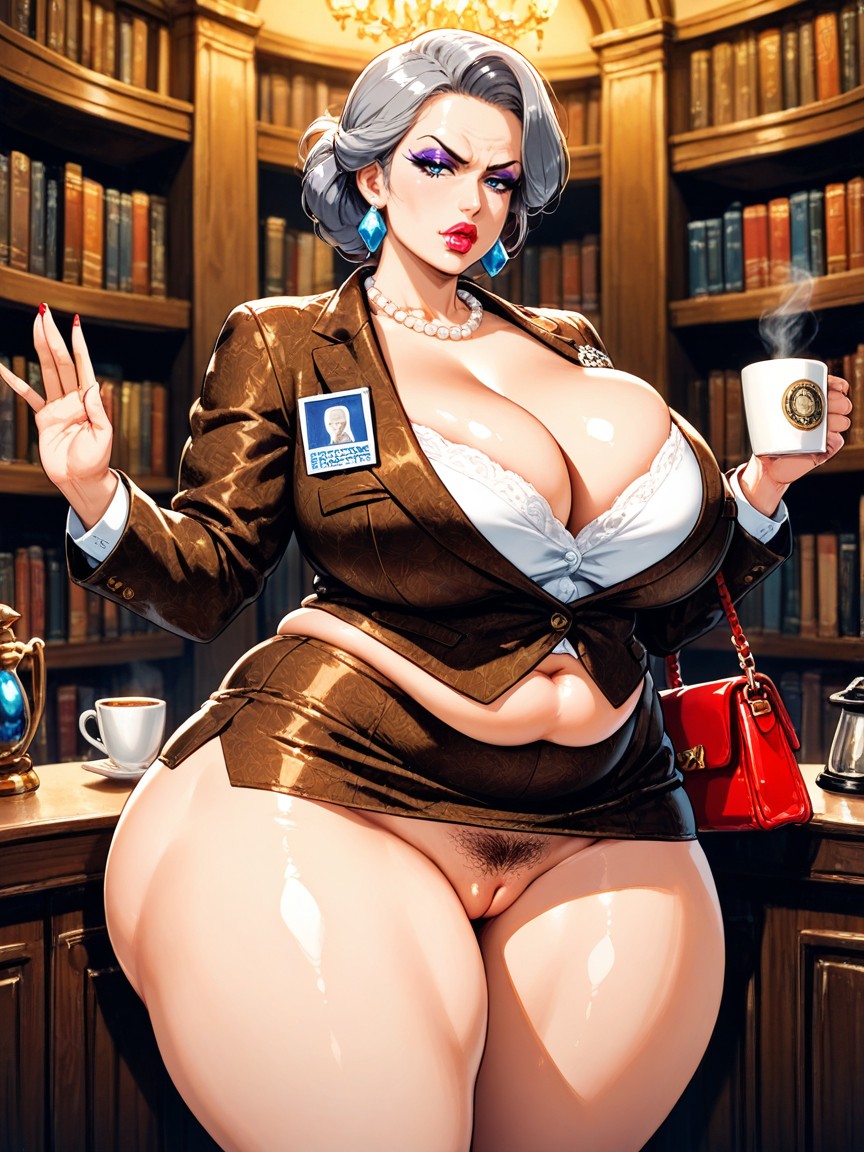 Sharp Look, Brown Tutu Miniskirt, Blue Eyes Hentai AI Porn