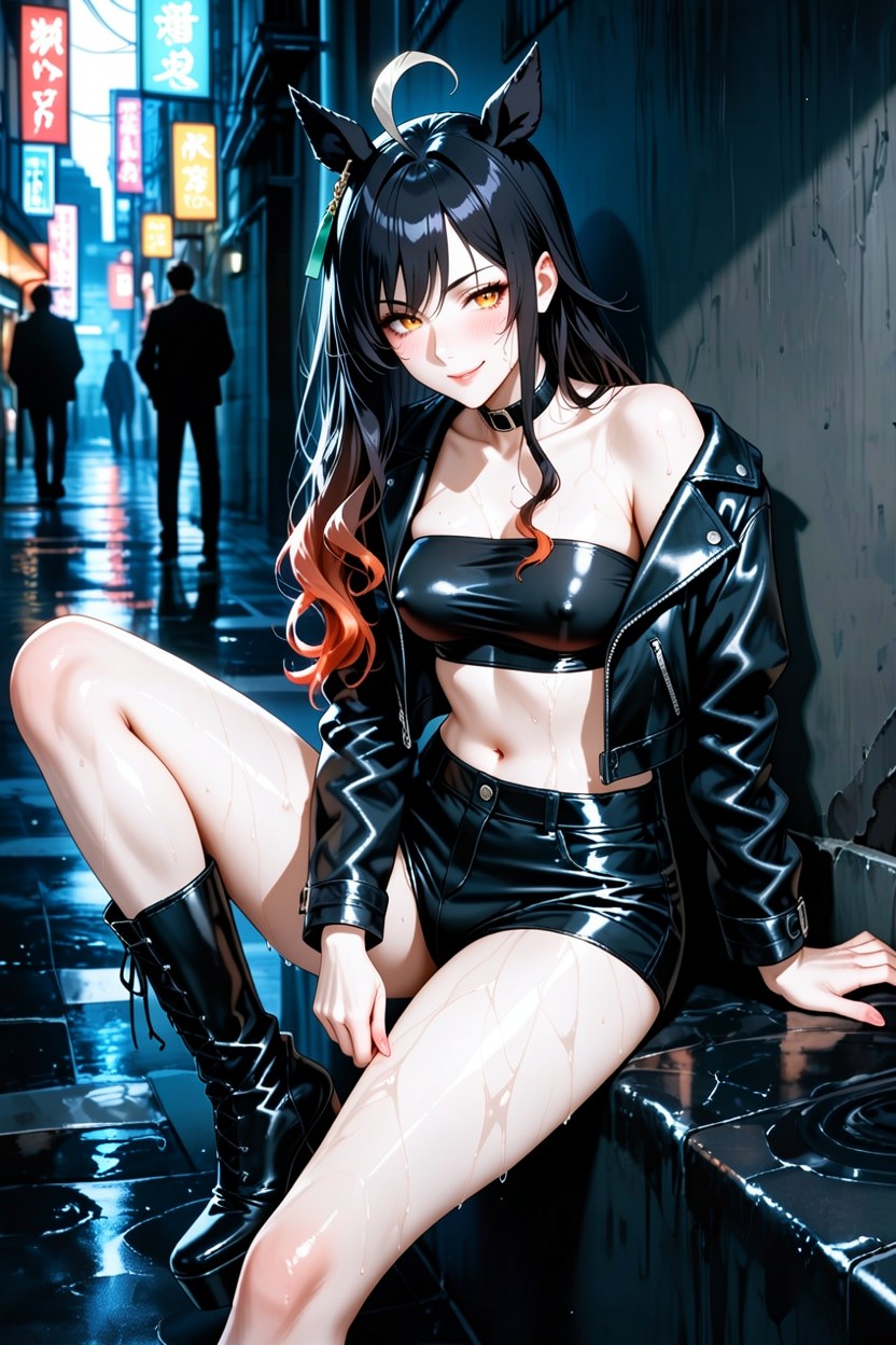 Cool Blue-toned Color Grading, Minimal Accessories, Dramatic Fashion Photography Compositionerect Nippleserect Nipples Hentai IA