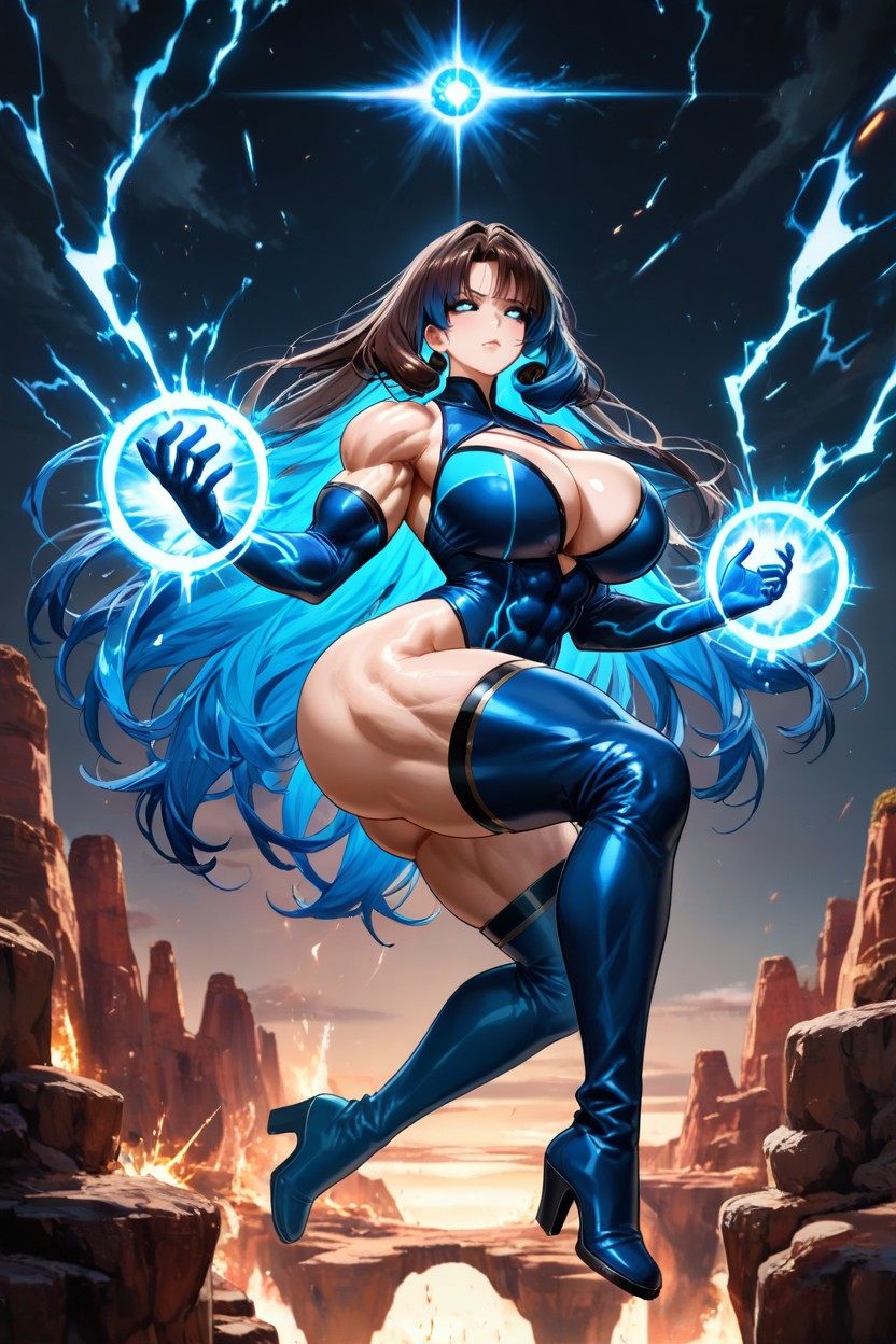 Floating Rocks, Canyon, Sapphire Blue Gloves Hentai AI Porn