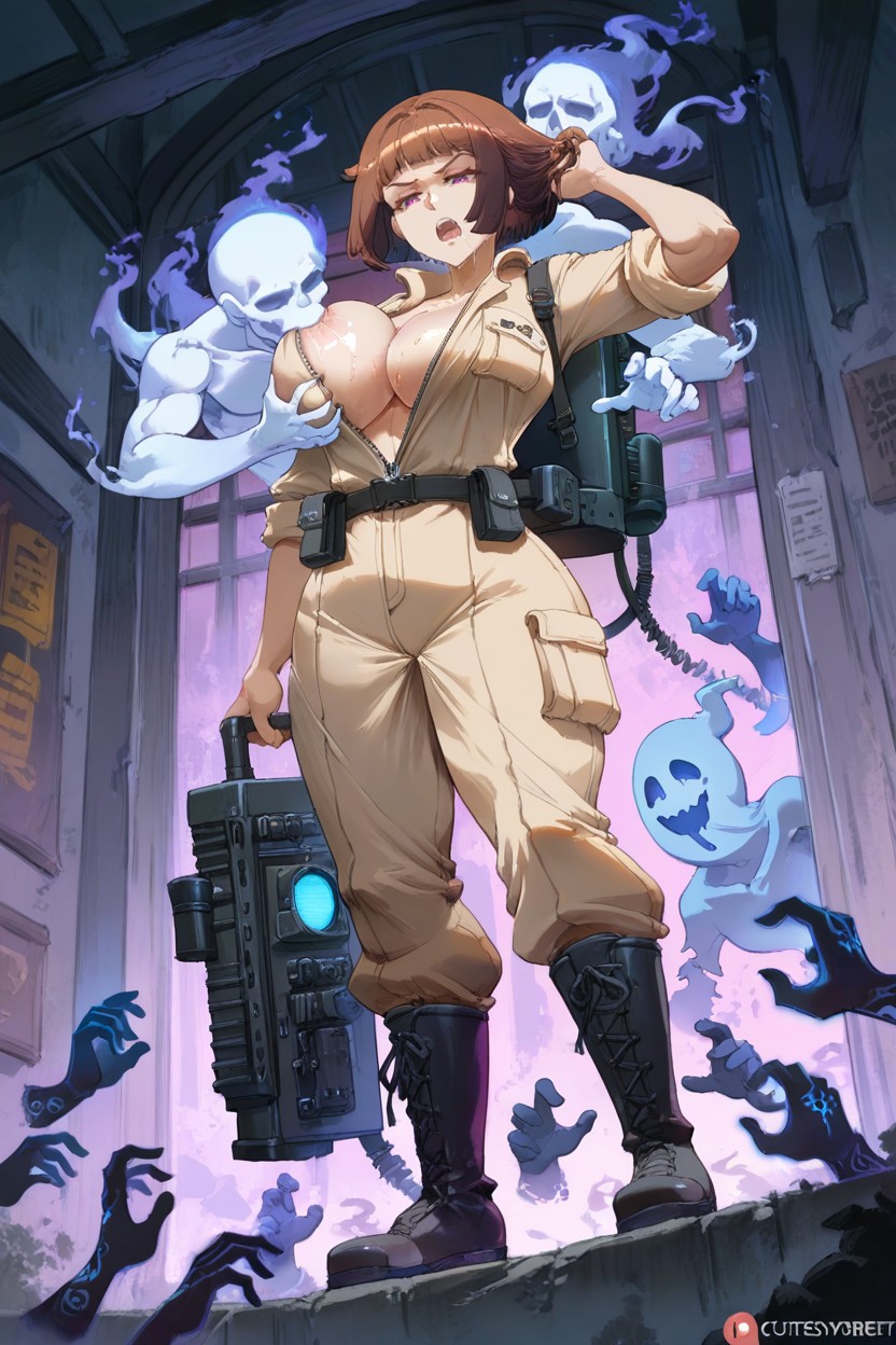 Sweaty Breasts, Sucking Ghost Cock, Rolled Up Sleeves Hentai IA