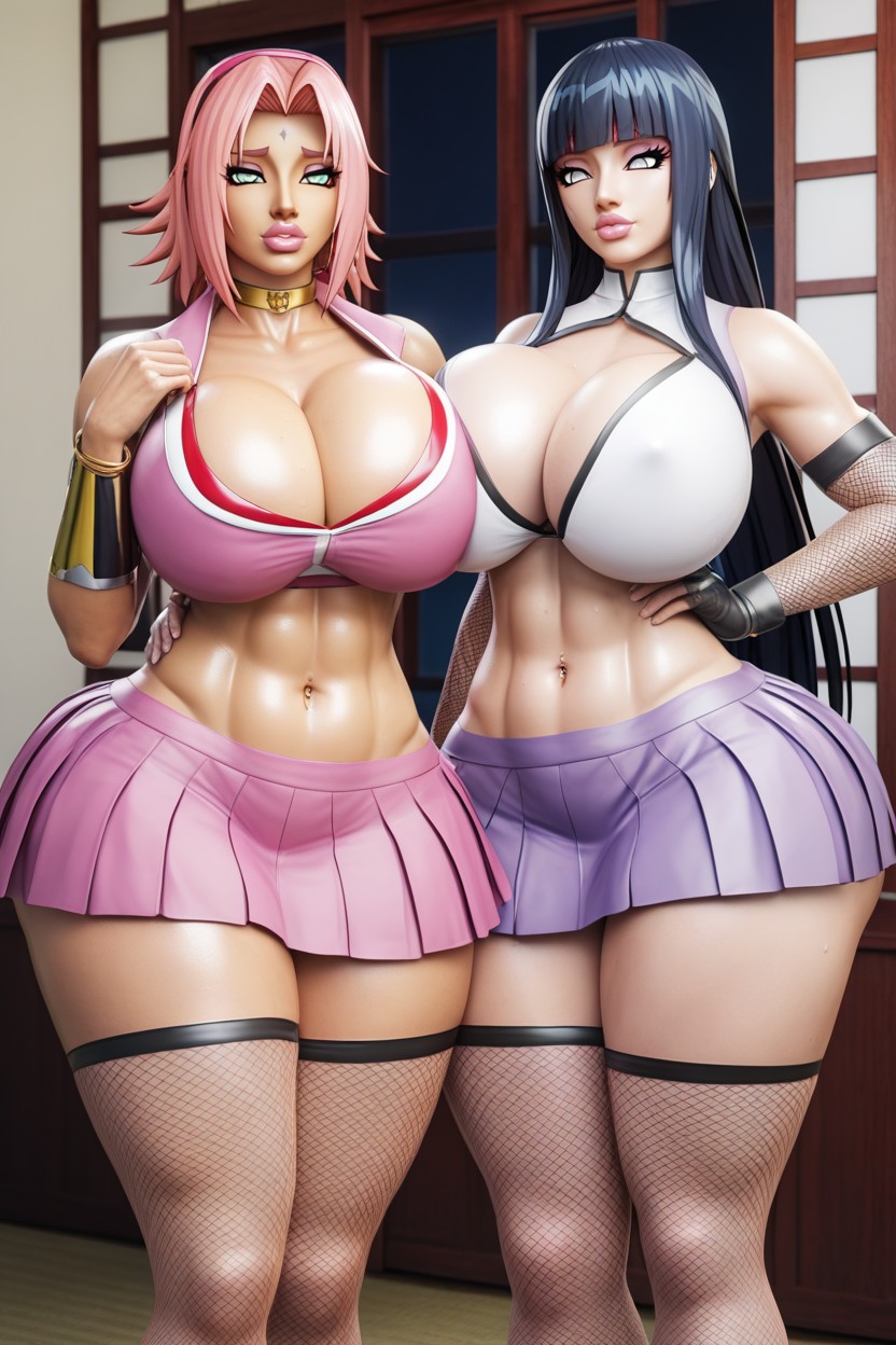 Huge Thick Bimbo Lips, Anime Style, Six Pack Abs Hentai IA