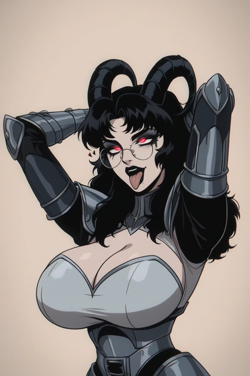 Black Lipstick, Tattoo, White Leotard Hentai AI Porn