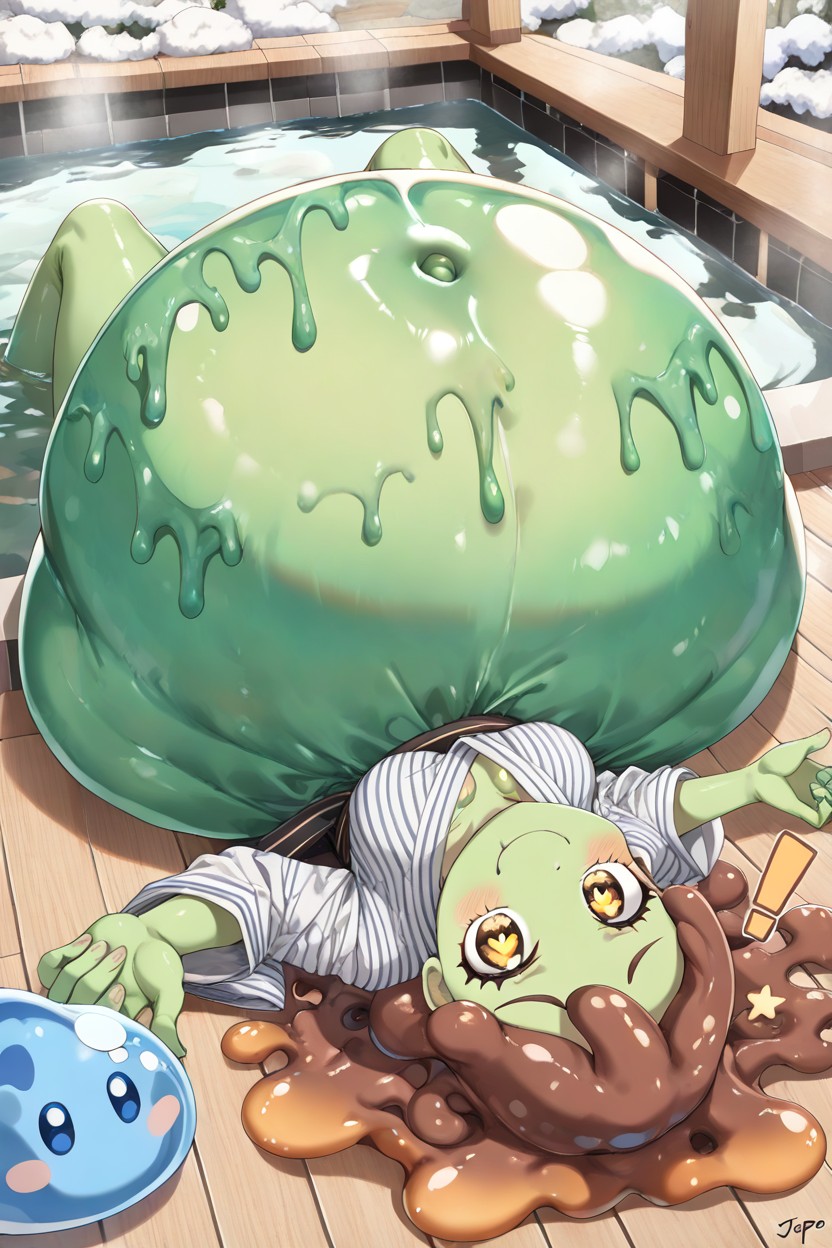 The Peritoneum Expands To An Unbelievable Huge Size, Cartoon Anime Style, Exclamation Mark Hentai IA