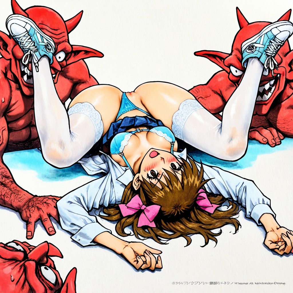Delgada, Cunnlingus, Sky Blue Lingerie Hentai IA
