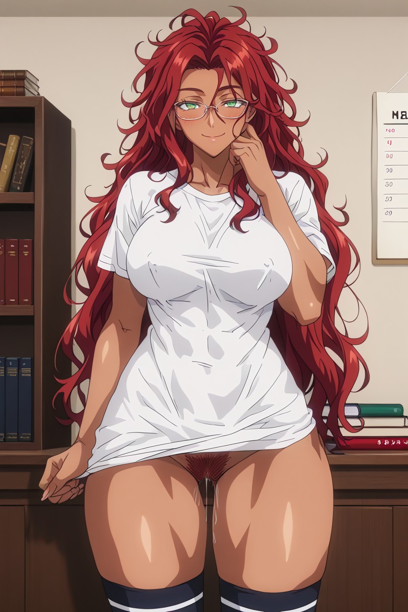 Tocándose La Cara, Culo Redondeado, Largo Hentai IA