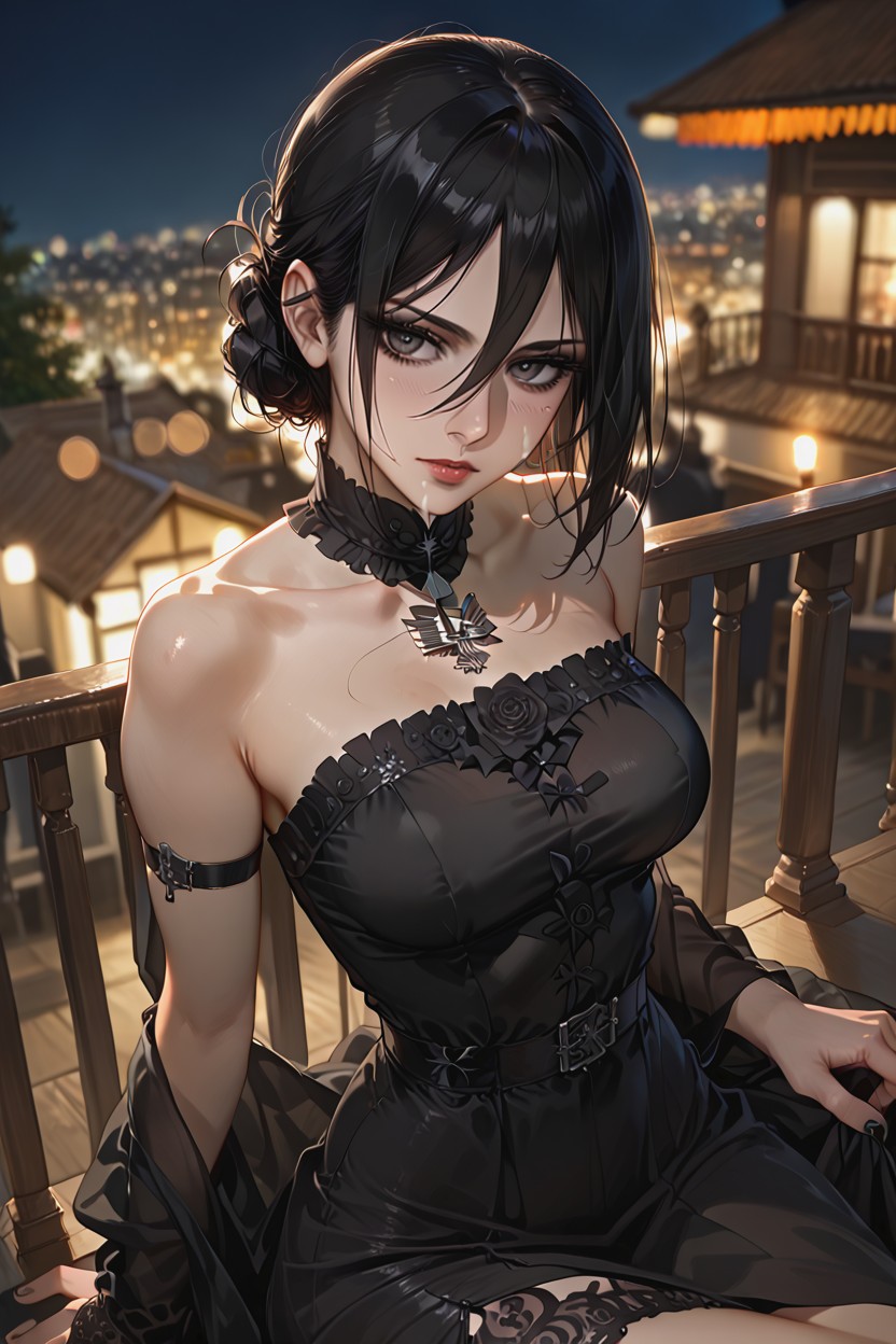 Modern City, High Hair Bun, Horny Hentai AI Porn