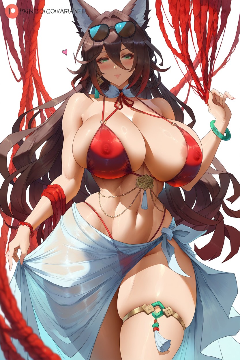 Big Natural Breasts, Skindentation, Fox Ears Hentai AI Porn