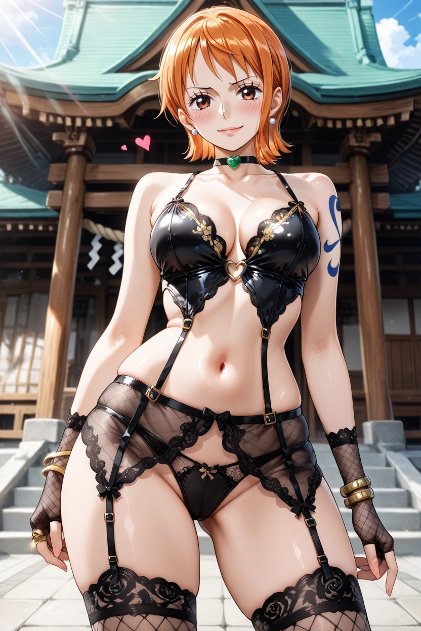Lace Stockings, Arms At Her Sides, Many Details Hentai AI Porn