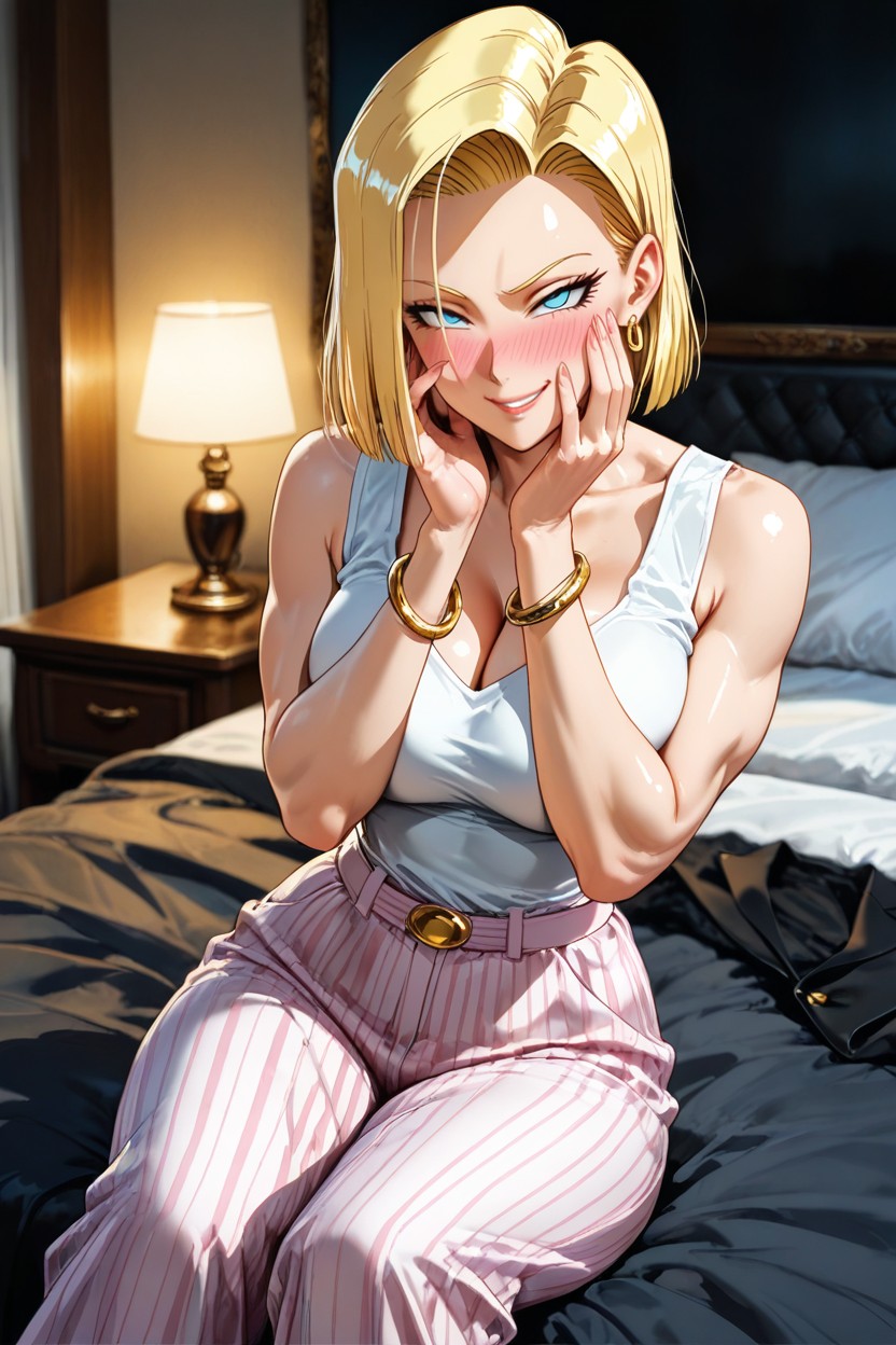 Polished Professional Quality, Creating An Atmosphere Of Wealthy Simplicity Cinematic Lighting, Keeping Both Characters Fully Visible And Naturally Positioned The Bedroom Is Elegant Hentai AI Porn
