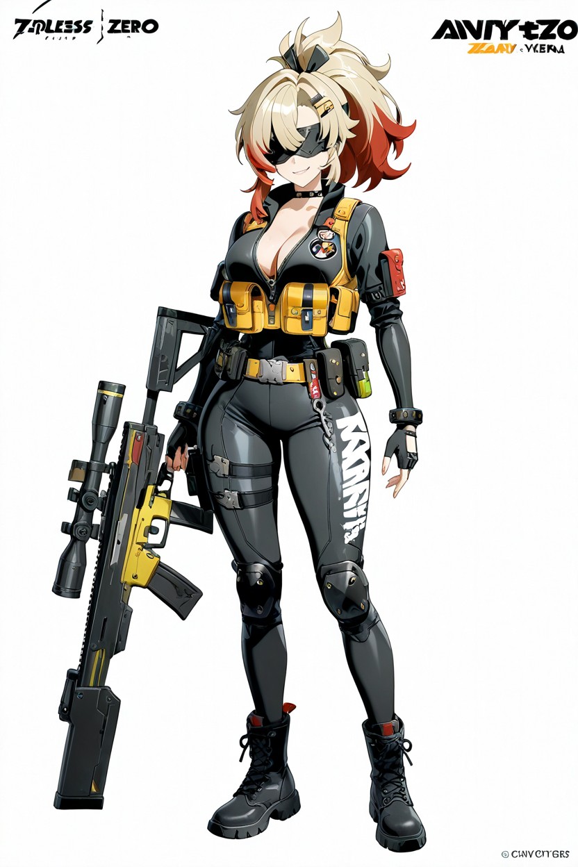 White Background, Combat Harness, Full Body Hentai AI Porn