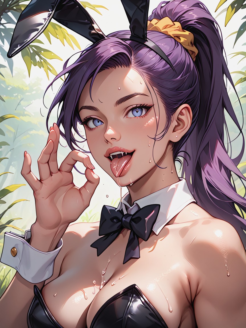 Black Bunny Suit, Mouth Agape, Perky Ass Hentai AI Porn