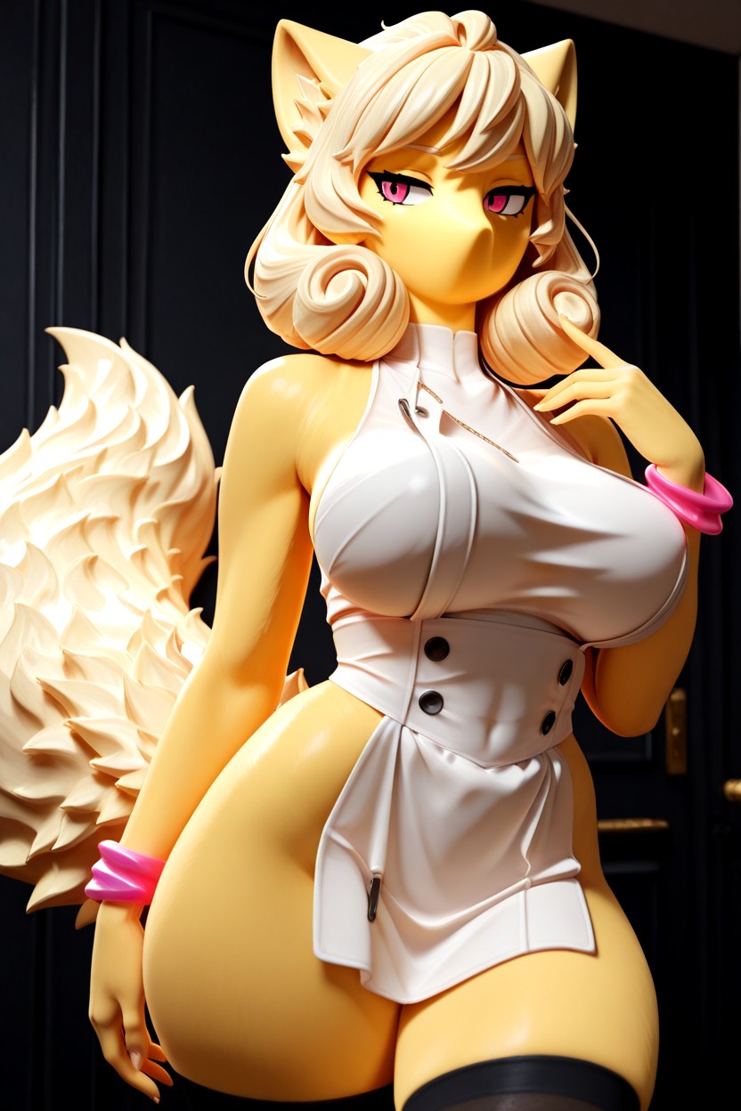 Anthro, Hair Same Color As Fur, Light Yellow Fur Hentai AI Porn