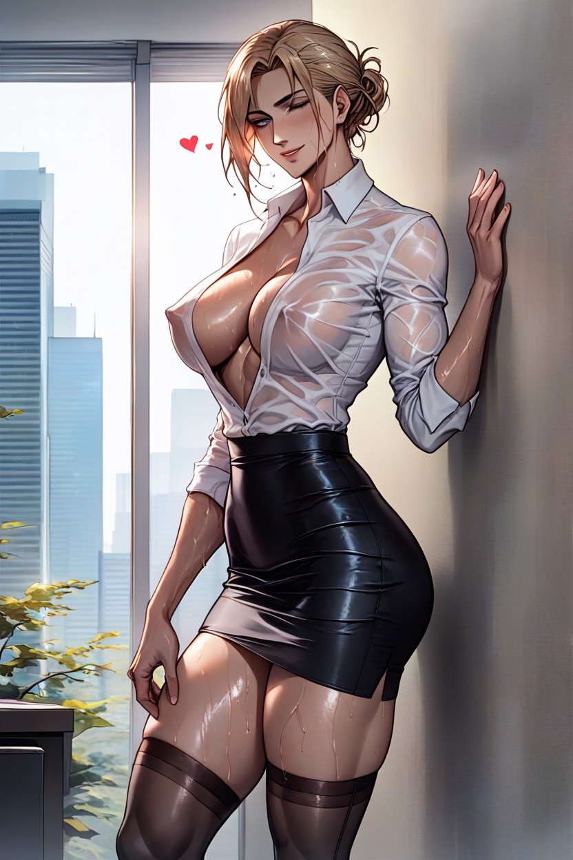 G String, Deep Plunging Neckline, Hourglass Figure Hentai AI Porn