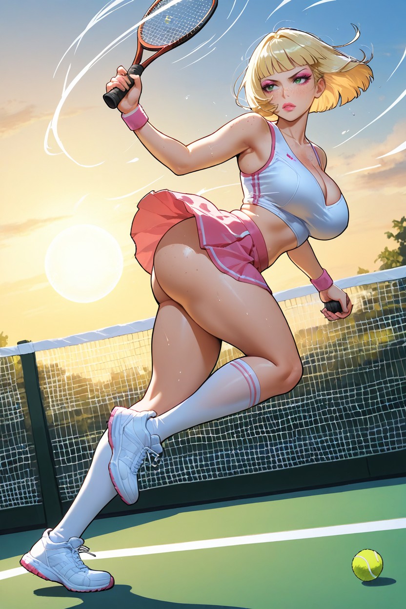 Holding A Tennis Player, Pink Lipgloss, 18+ Hentai AI Porn