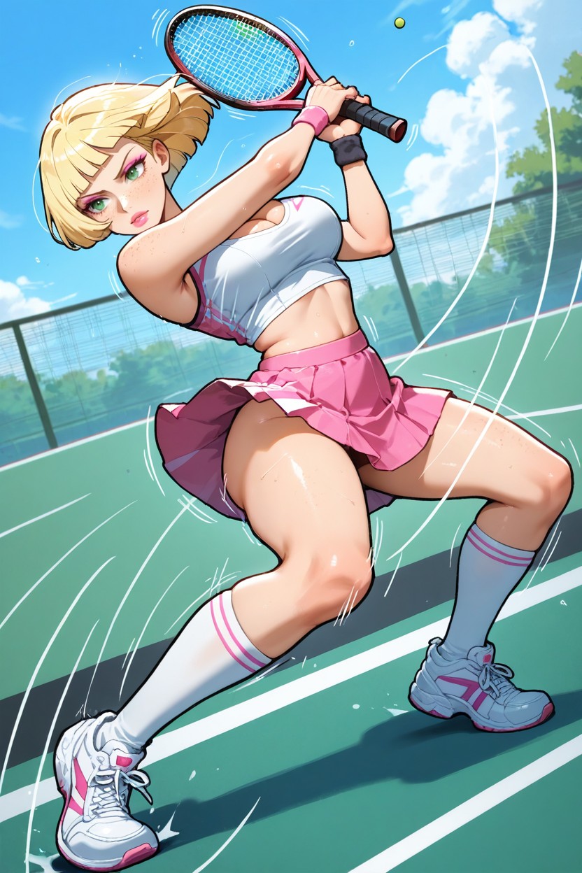 Freckles, Short Length, Thick Black Outline Hentai AI Porn