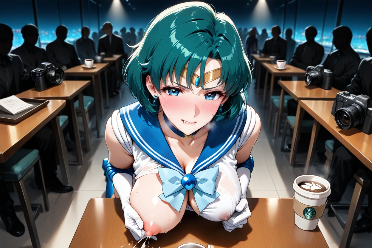 Male Silhouette, Sailor Mercury, White Gloves Hentai AI Porn