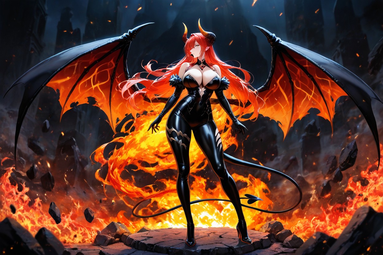 A Long Pointed Tail Coiling Down, And Yellows, Creating A Scene Of Dark Porno IA Hentai