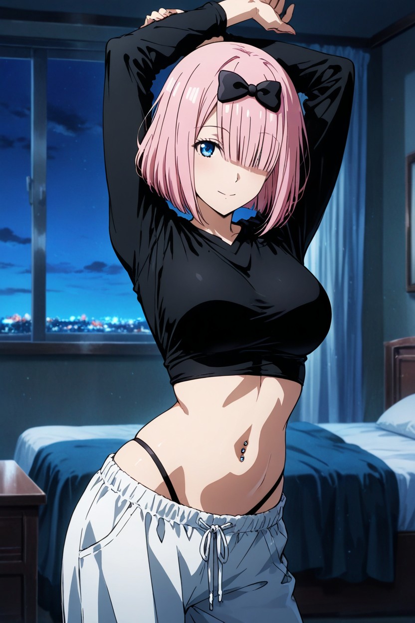 Navel Piercing, Slightly Layered, Midriff Hentai AI Porn