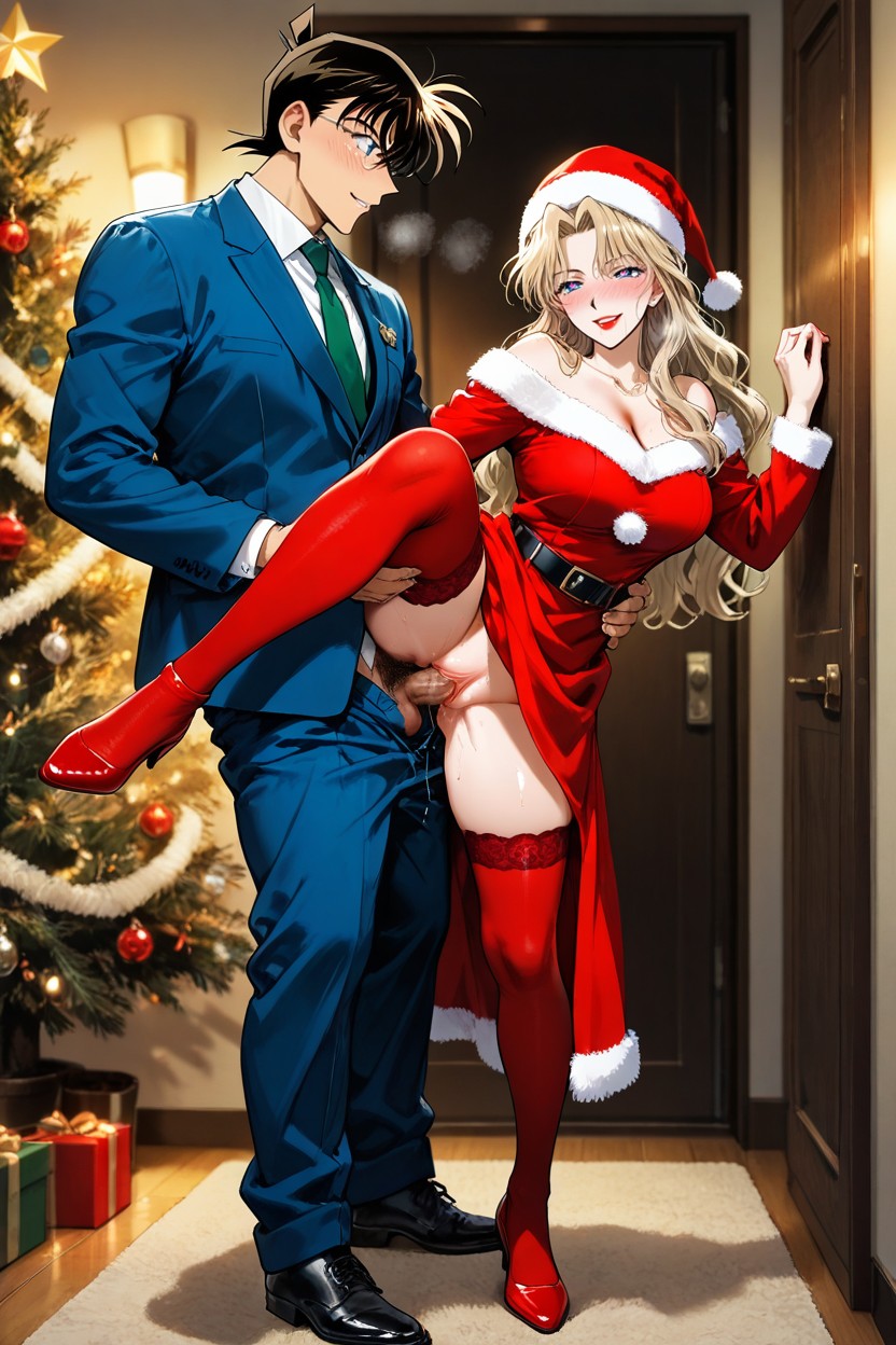 Red Lips, Embarrassed , Red Stockings Hentai AI Porn