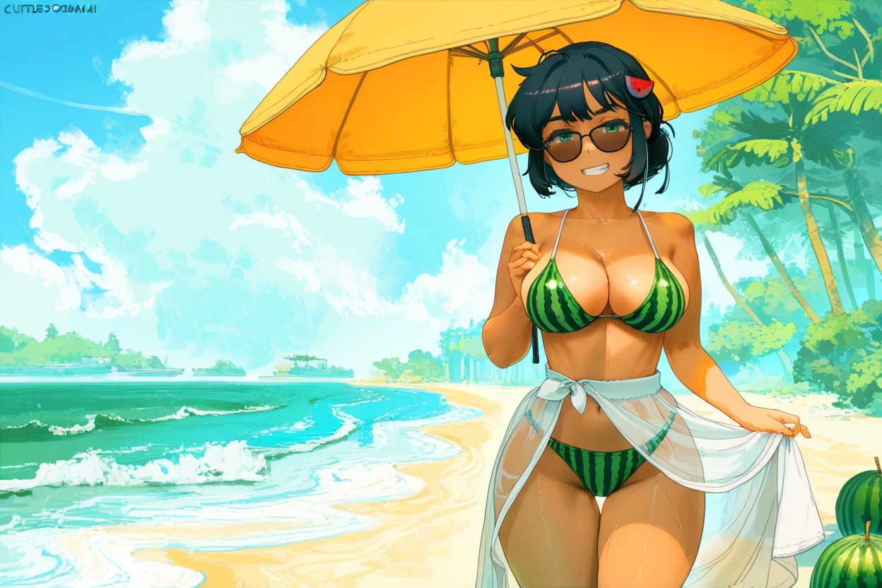 Akai Sashimi Style, Parasol, Playful Hentai AI Porn