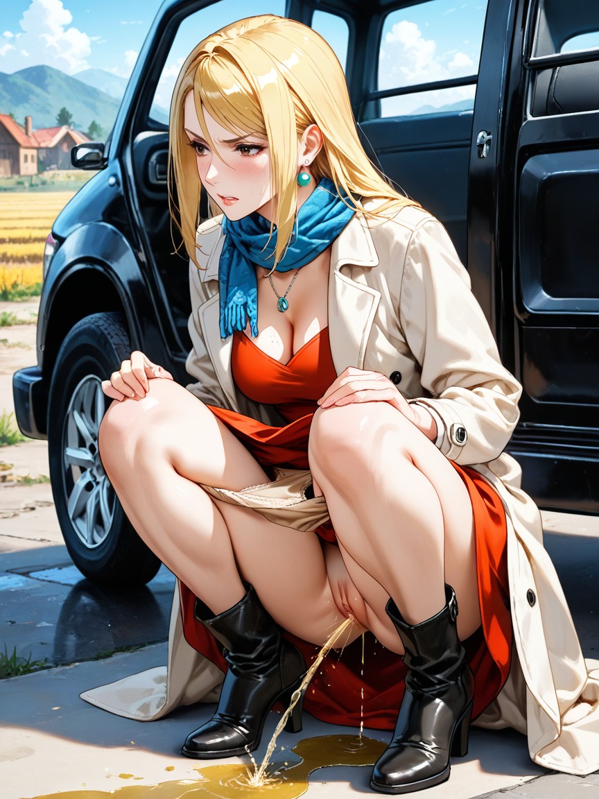 Necklace, Coat Hems Topping Knees, Professional Artwork Hentai AI Porn