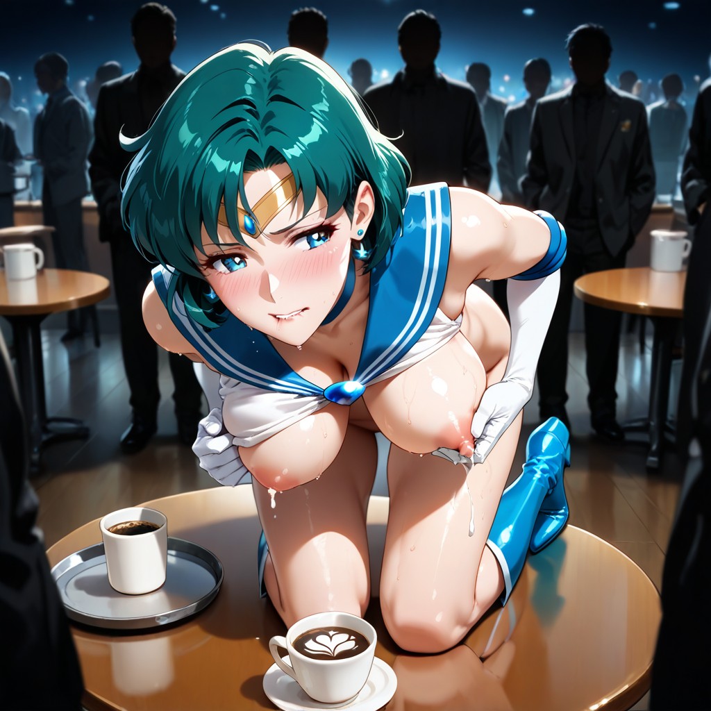 18+, Bending Over Table, White Gloves Hentai AI Porn
